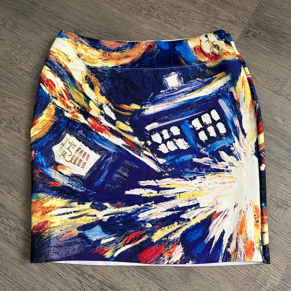 Her Universe Doctor Who Bodycon Mini Skirt — Exploding TARDIS — NWOT